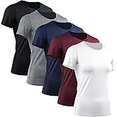 CADMUS 3/4/5 Pack Women's Compression Shirt Running Athletic T-Shirts Workout Tops Baselayer Short Sleeve Yoga Gym Sports