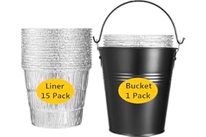 SAGEME HDW152 Grease Bucket with 15 Pack BAC407 Grease Bucket Liner for Traeger Grills,Drip Liner Drip Pan for Traeger Pro Series 575/780, 20/22/34, Ironwood 650/885 Grills,Pit Boss Pellet Grill Smoker