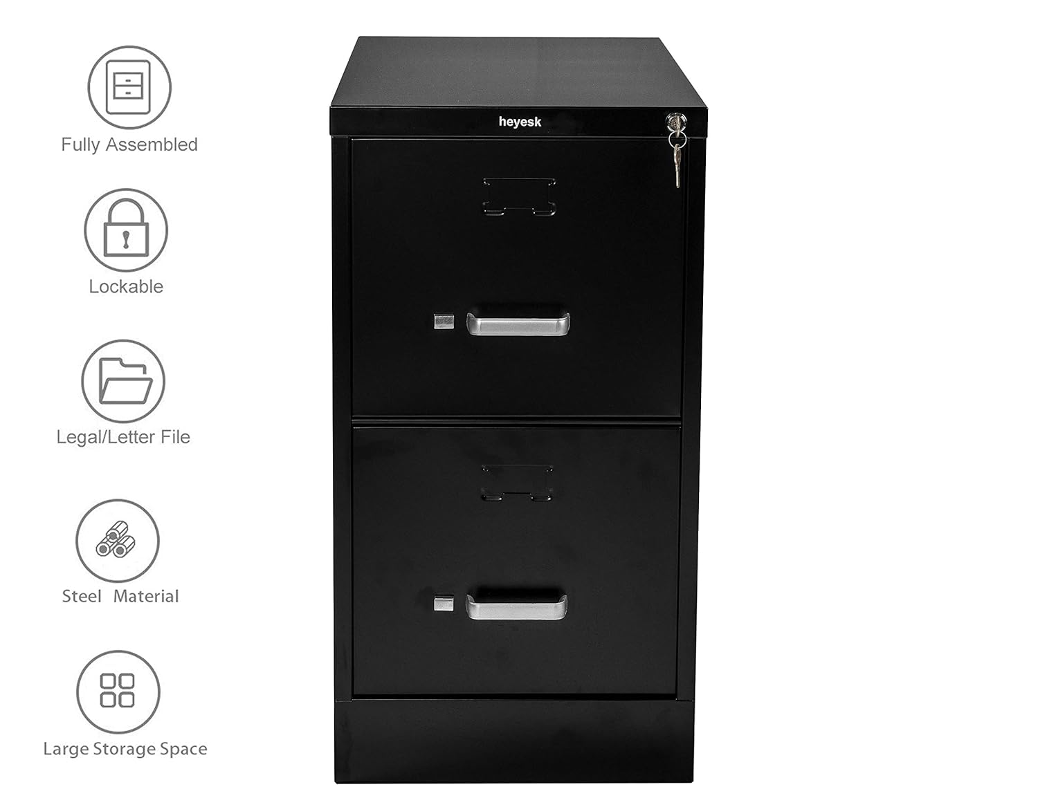 Fully Assembled Pemberly Row 22 Deep Commerical Grade 4 Drawer Letter File Cabinet In Black File Cabinets