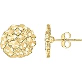 10kt Yellow Gold Unisex Round Nugget Stud Earrings