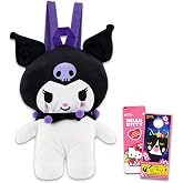 Hello Kitty and Friends Kuromi Plushie Backpack Set - Bundle of 16" Plush Doll with Carrying Straps, Stickers &amp; More | Hello Kitty and Friends Gifts