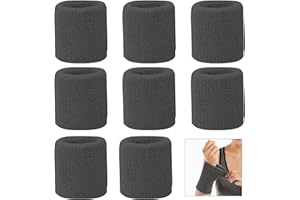 8 Pcs Wrist Sweatband,Sports Wristbands Absorbent Sweatbands Men Women Cotton Sweat Bands Elastic Wrist Sweatbands Black Swea