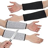Nogeqi 2 Pair Cut Resistant Sleeves, Arm Protection Sleeves, Arm Guards for Biting, Gardening Sleeve for Men (Black, Gray)