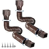 plusgutter Brown 2-Pack Rain Gutter Downspout Extensions Flexible, Drain Downspout Extender,Down Spout Drain Extender, Gutter Connector Rainwater Drainage,Extendable from 21 to 68 Inches