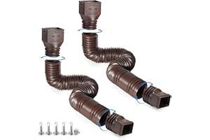 plusgutter 2 Pack Rain Gutter Downspout Extensions Flexible, Drain Downspout Extender,Down Spout Drain Extender, Gutter Conne