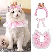 Legendog Cat Bandana for Cats, Princess Cat Costumes for Cats, Cute Lace Dog Bandanas and Cat Crown Accessories for Cats Smal