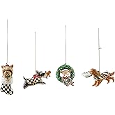 MACKENZIE-CHILDS Set of 4 Dog Ornaments, Christmas Tree Ornament, Check It Out