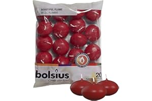 Bolsius Unscented 1.75" Floating Candles – Set of 20 Red Floating Candles – Cute and Elegant Burning Candles – Candles with Nice and Smooth Flame – Party Accessories