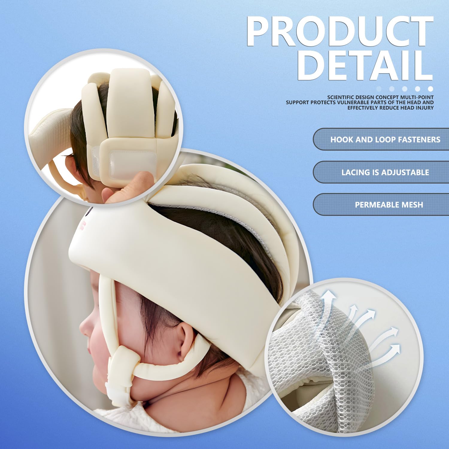 Baby Helmet for Crawling Walking - Adjustable Head Protector with 360° Safety Protection + Breathable Comfort for Learning to Walk