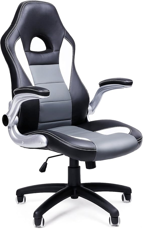 RMF Sedia Gaming Professionale Ergonomica Reclinabile, Poltrona Gaming Seduta Comoda e Rilassante con Poggiapiedi - Sedia per Gamer con Ruote Girevoli, Altezza Regolabile Rosso/Nero