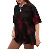 Remidoo Women's Casual Oversized T Shirt Short Sleeve Graphic Tee Letter Tie Dye Shirts
