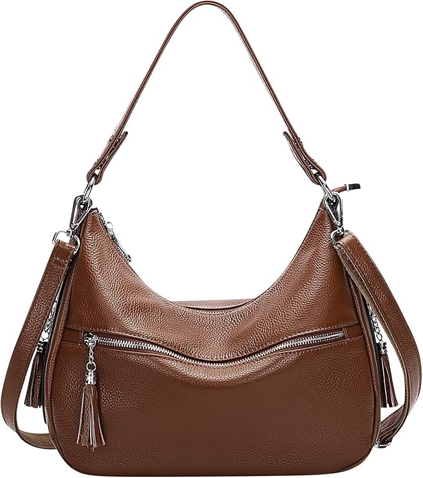 Over Earth Leather Hobo Handbag For Women - Large Shoulder Purse With Multiple Pockets, Detachable Strap