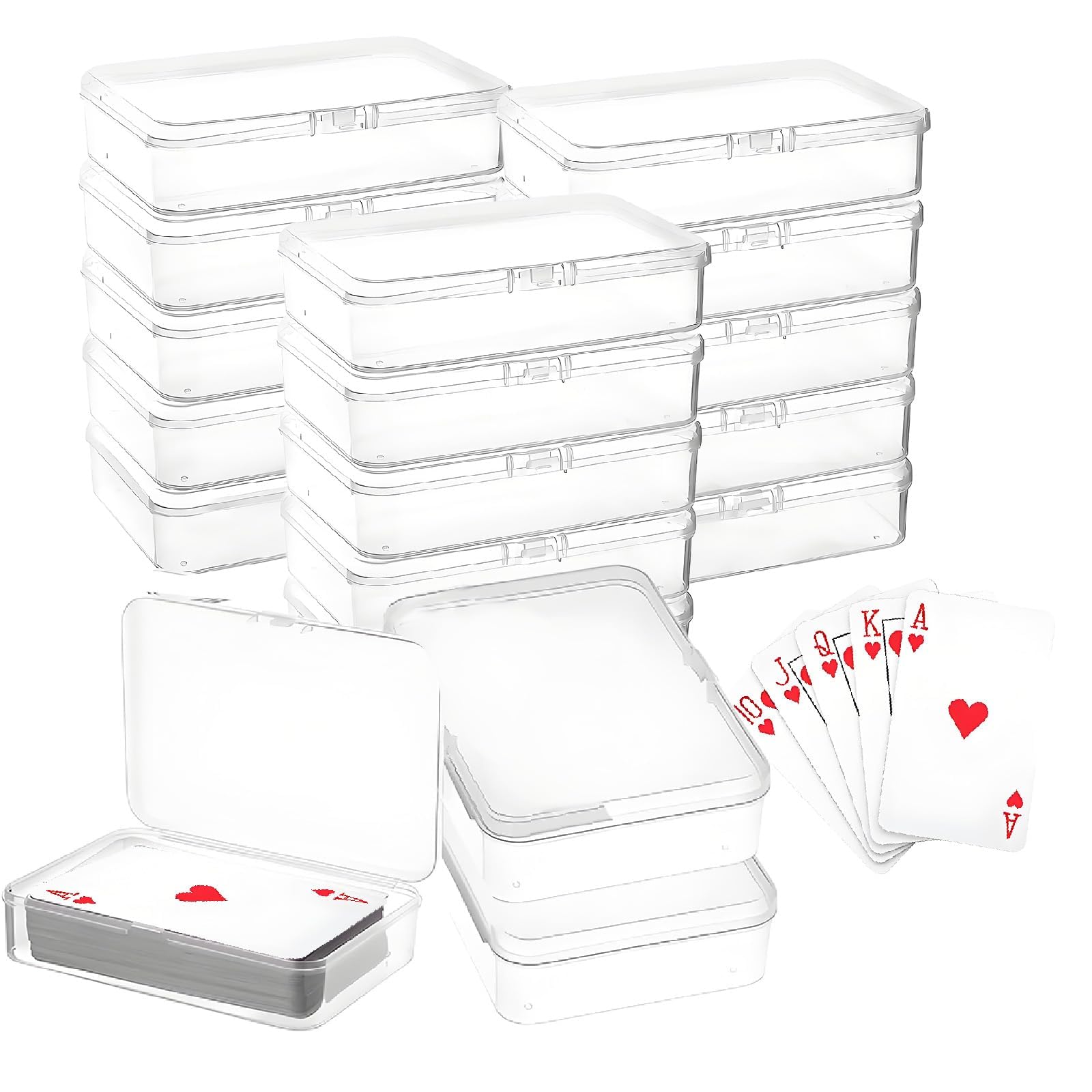 aieieii 18 PCS Playing Card Case, 10.5x7.5x2.5cm Playing Card Box Easy-Carry Handle Clear Trading Cards Storage Box, For Collectors Gamers Bank Trading Cards And Accessories