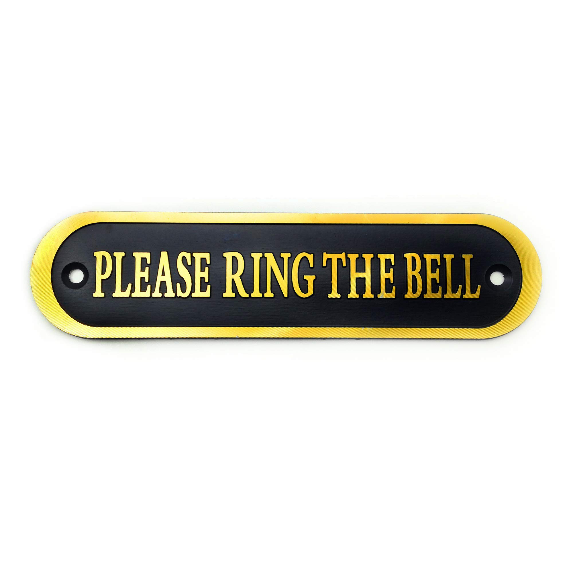Will's Family Store Please Ring The Bell Aluminum Door Sign Black and Golden 5.5x1.4 inch