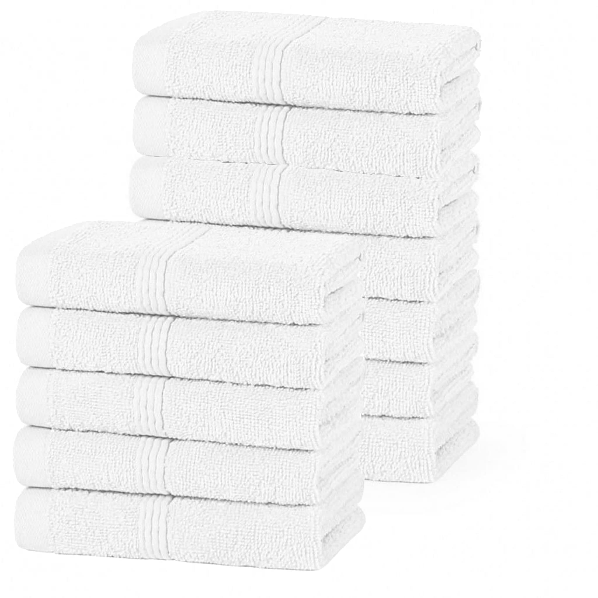 DARWEN STAR 100% Cotton 12 pcs Face Cloth, Highly Absorbent & Soft, 500GSM Egyptian Flannel towels, 30 x 30 Cm, Bathroom- Kitchen - GYM Multipurpose Cotton Towels (White)