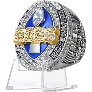 K-toobeely 2026 Fantasy Football Championship Ring Blue with Display League Champion Trophy Rings Premium Award for Winner