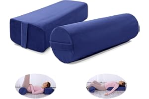 MABOZOO Yoga Bolster Set, Velvet Cover High Density Foam Pillows for Restorative Yoga and Meditation, Rectangular and Cylinder Bolster Pillow Meditation Cushion Pillow For Women Leg