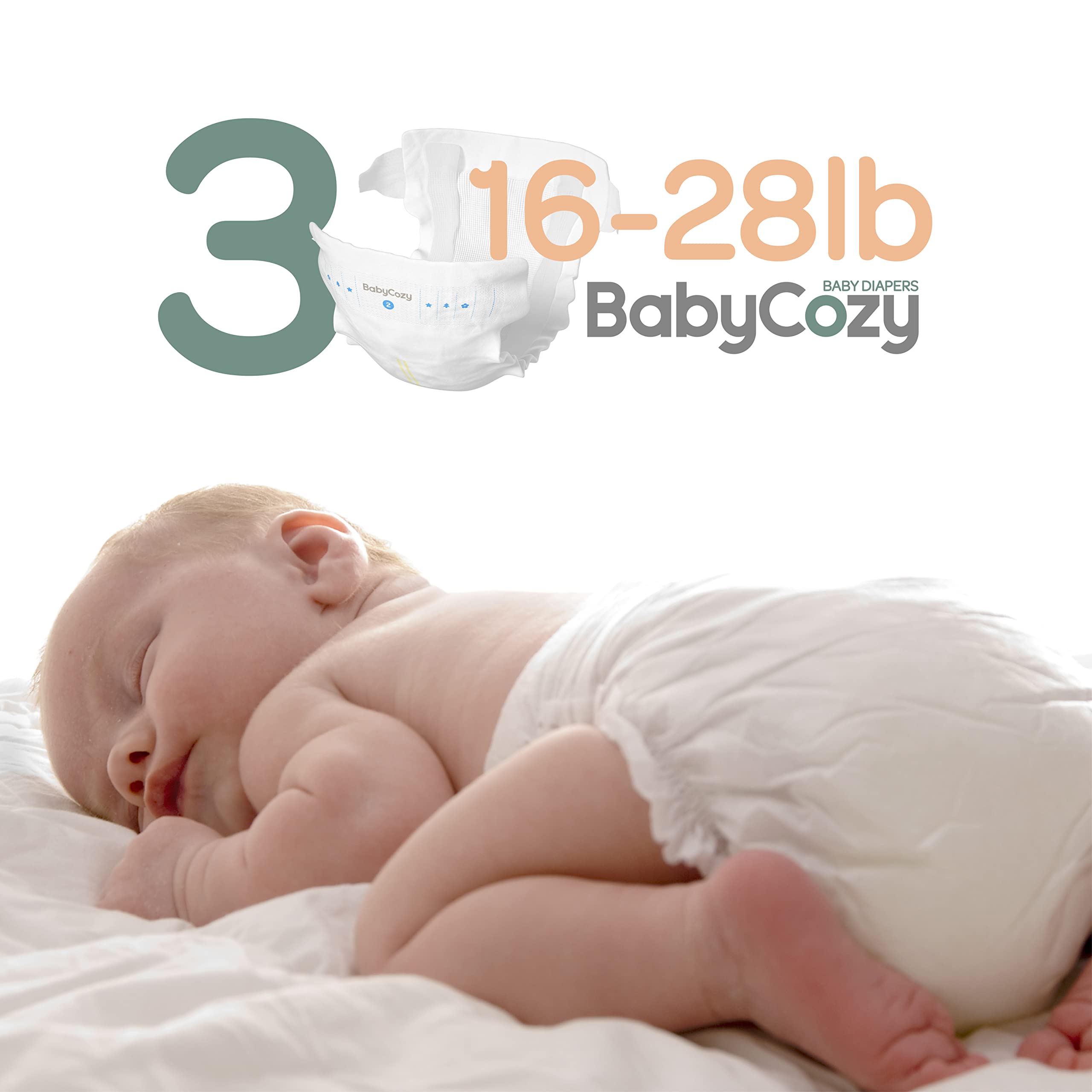 Baby Diapers Size 3(16-28lb),66 Count Babycozy Dry Disposable Diapers,Bouncy Soft Diapers Hypoallergenic Without Chlorine, Eco Friendly,Stop Overnight Diapers Leak