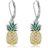 JERWLI Pizza/Apple/Pineapple Earrings for Women 925 Sterling Silver Food Dangle Earrings Pizza Jewelry Gifts for Women