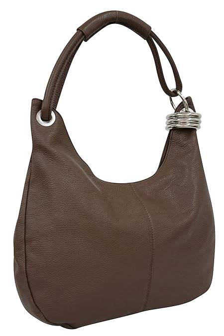 AmbraModa Damen Leder Handtasche Schultertasche Henkeltasche Beutel Hobo bag GL03