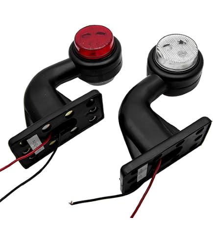 2x LED Side Marker Lights For Trucks & Trailers – 12V/24V, Red & White, Rubber Housing
