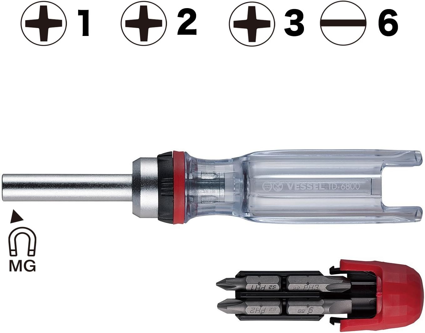 Home & Garden VESSEL RATCHET DRIVER WITH 4 BITS SET TD6804MG