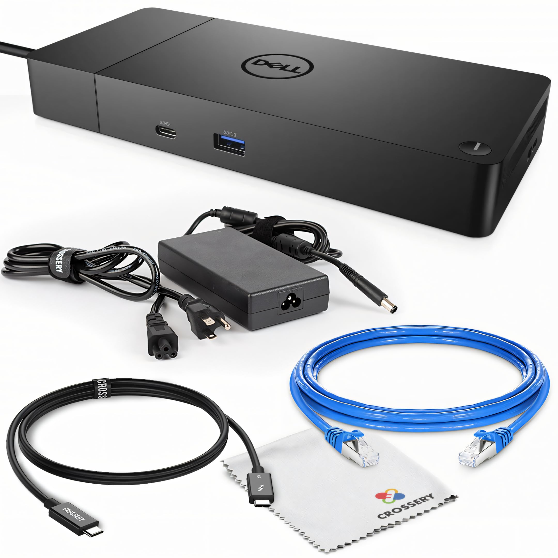 Photo 1 of Dell WD19S Docking Station Bundle with USB-C and Dual Monitor Support - Complete Package Includes Dell WD19S Dock, 180W Power Adapter, Thunderbolt 3 & Ethernet Cable, Microfiber Cloth (Renewed)