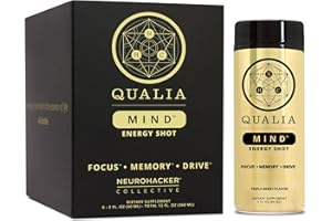 NEUROHACKER COLLECTIVE Qualia Mind Energy Shot | Clean Focus for Peak Mental Performance | Niacin Enhancer with Ginseng Root, Alpha GPC, and Caffeine | 2oz Cognitive Enhancer Shot - 6 Pack