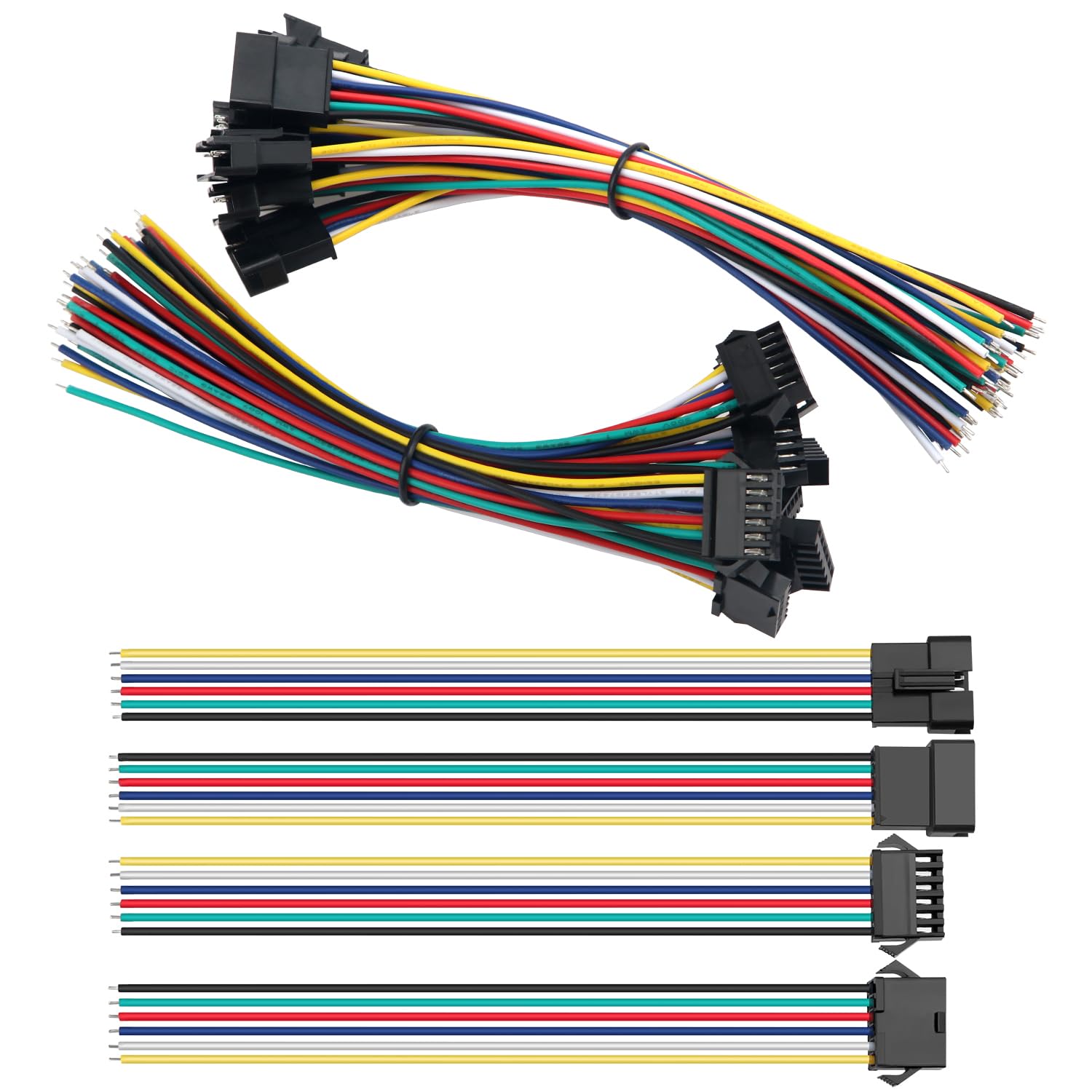Lyeteung 8 Pairs Mini Micro JST-SM Plug Connector, JST 6 Pin Micro Electrical Male and Female Connector Plug Wire Cable, with 150mm 22AWG Wire — image 1
