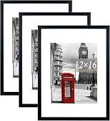 Scholar Tree Black Picture Frame Set of 3 12x16 with Mount 8.5x11
