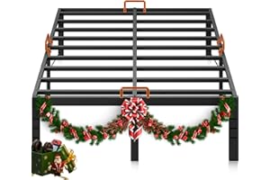 KKL Queen Bed Frame, 18 Inch Heavy Duty Steel Platform with Mattress Anti-Slip Rods, Bed Frame with Underneath Storage Space, No Box Spring Needed, Easy Assembly, Black