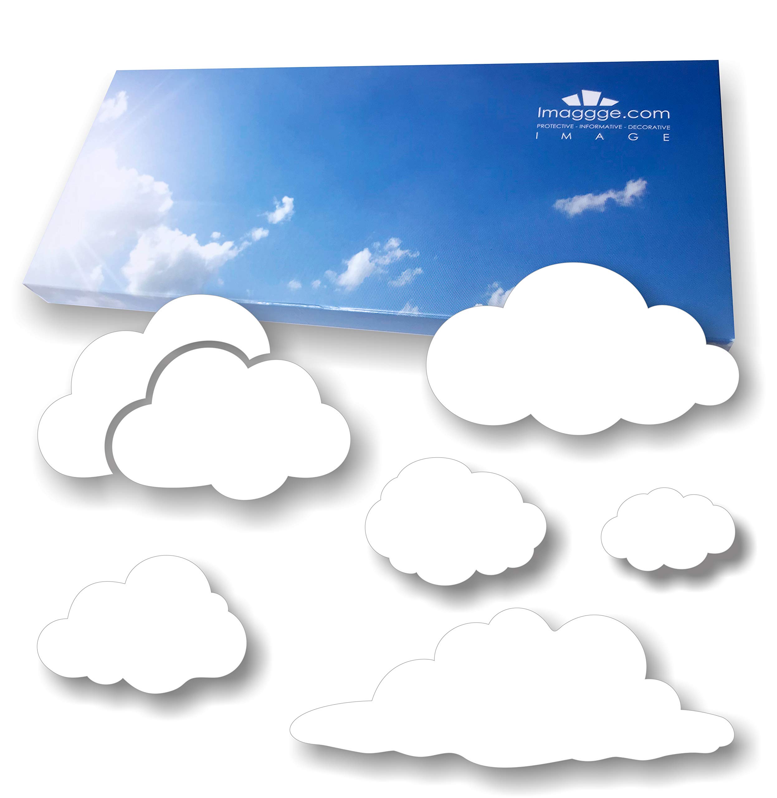 Imaggge.com Anti-Collision Stickers for Glass Doors (Clouds) – Prevents Birds or People Bumping into Windows, vinyl, white, Nuages Modèle 1 (Blanc)