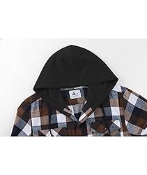 ZITY Men's Flannel Hoodie Shirts Casual Button Down
