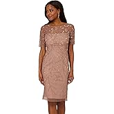 Adrianna Papell Womens Beaded Cocktail Dress