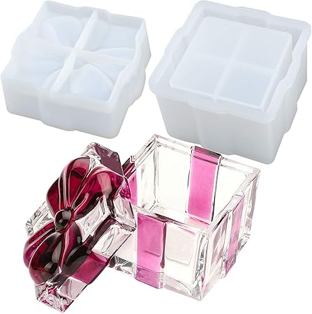 Amazon Co Jp Funshowcase ジュエリー収納ケース 小物入れ ギフトボックス 箱 リボン シリコンモールド レジン 蓋付き 石膏 ポリマークレイ Diy ホーム キッチン