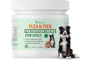 Drloton Flea and Tick Prevention for Dogs Chewables - 180 Treats - Natural Dog Flea and Tick Treatment Chewable Supplement for All Breeds & Ages - Soft Chews - Chicken Flavor