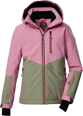 Niñas Chaqueta de esquí/chaqueta funcional con capucha y protección contra la nieve KSW 207 GRLS SKI JCKT, hell himbeere/sage, 152, 43561-000
