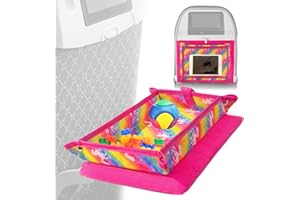 EPOBOB Kids Tray Table Cover with Portable Pockets, Airplane Travel Essentials for Kids, Toddlers, Adults, Airplane Must Haves for Kids, Travel Tray for Plane Train, Horse Rainbow