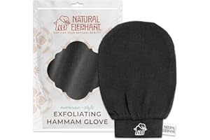 Natural Elephant Exfoliating Hammam Glove | Authentic Moroccan Kessa Body Scrub Mitt for Spa-Quality Skin Renewal | Pure Black Single