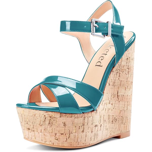 Women's Ankle Strap Wedge Sandals - Open Toe, 2 Inch Heel, Slip On Summer Party Shoes