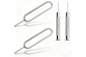 GENERIC 4 Pcs SIM Card Removal Openning Tool Tray Eject Pins Needle Opener Ejector Compatible with All iPhone Apple iPad HTC Samsung Galaxy Cell Phone Smartphone Watchchain Link Remover (Style A)