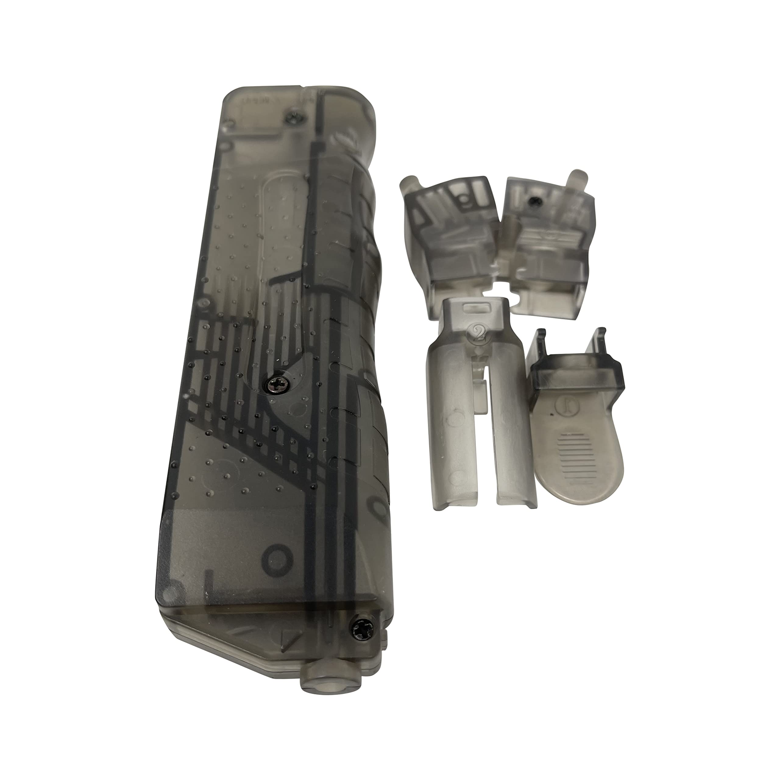 HTUK Airsoft Speed Loader For 4.5mm .177 Speedloader 250 Rounds Manual Quick Loader With 4 Adapters Tactical Military Paintball War Game High Loading Tool (Black)