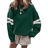 Bozanly Womens Crew Neck Striped Sweatshirts Casual Long Sleeve Loose Pullover Tops
