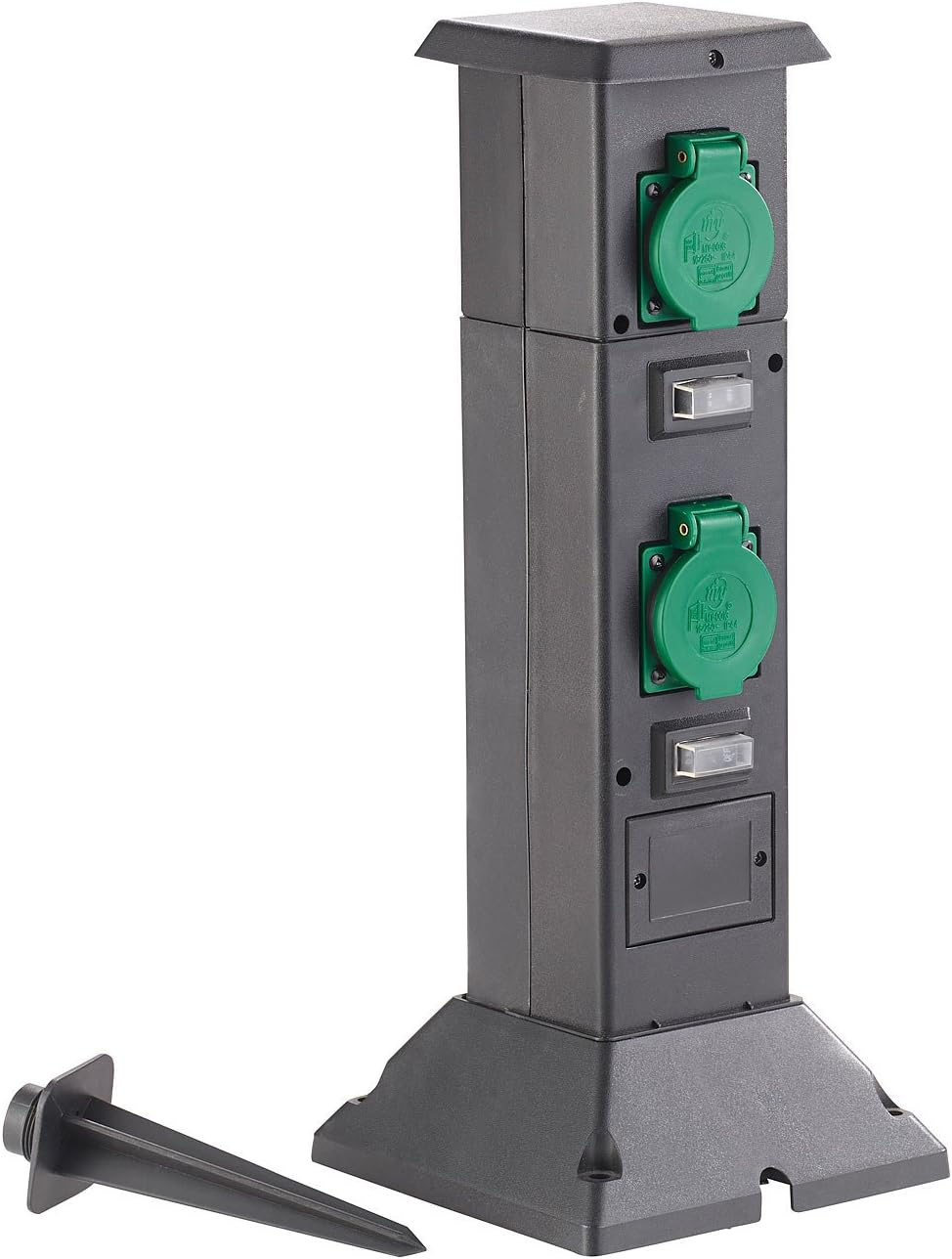 Royal Gardineer Steckdosensäule: 4-fach-Steckdosen-Säule für den Garten, spritzwassergeschützt IP44 (Steckdosensäule Garten)