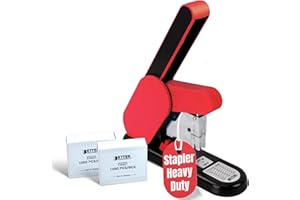 Better Office Products Heavy Duty Modern Stapler, Effortless Lever, 190 Sheet Capacity, 2,000 Heavy Duty Staples Included, Desk Stapler, Large Commercial Office Stapler (Red)