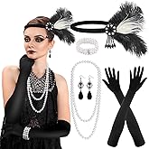 PLULON 1920s Flapper Great Gatsby Accessories Set Fashion Roaring 20's Theme Set