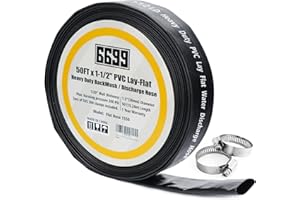 6699 Heavy Duty Discharge Hose PVC Lay Flat Water Tubing with Clamps Easy to Use Weather and Burst Resistant for Pools 1-1/2” ID x 50FT Drainage Kit