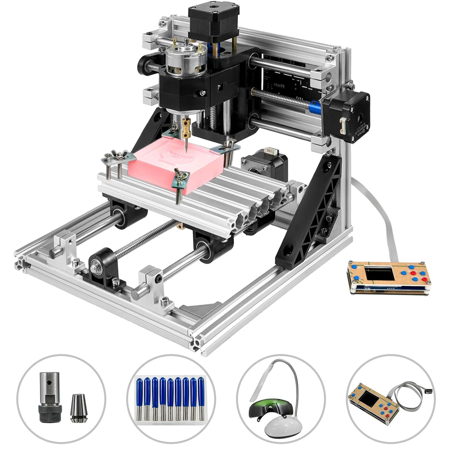 Mophorn CNC Machine 2418 GRBL Control Wood Engraving Machine 3 Axis CNC Router with Offline Controller Milling Machine for Wood PVCs PCBs
