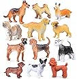 SIENON 12PCS Mini Dog Figurines, Realistic Dog Figures Toy Set, Plastic Puppy Figures, Miniature Pet Animals Toy, Puppy Cake 