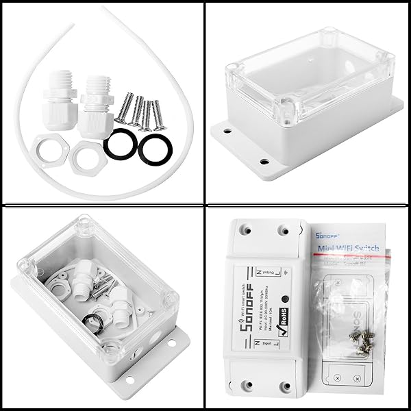 Sonoff Basic Inteligente Interruptor Inalambrico de Control Remoto WIFI Conmutador Smart Switch para Alexa Amazon Echo Echo Dot y Amazon Tap IP66 Estuche Estanco